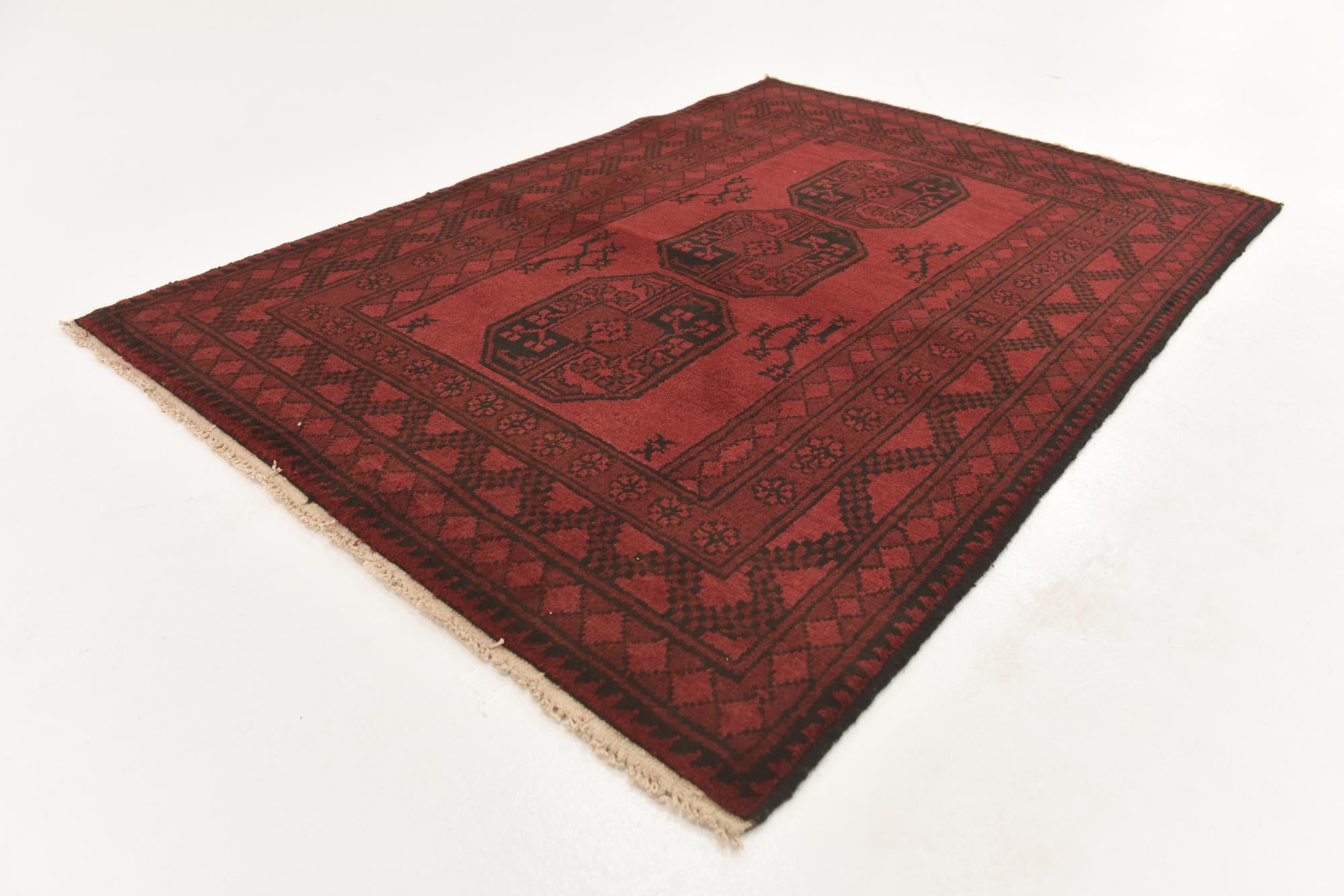 3' 3 x 4' 9 Hand Knotted Afghan Akhche Wool Rug