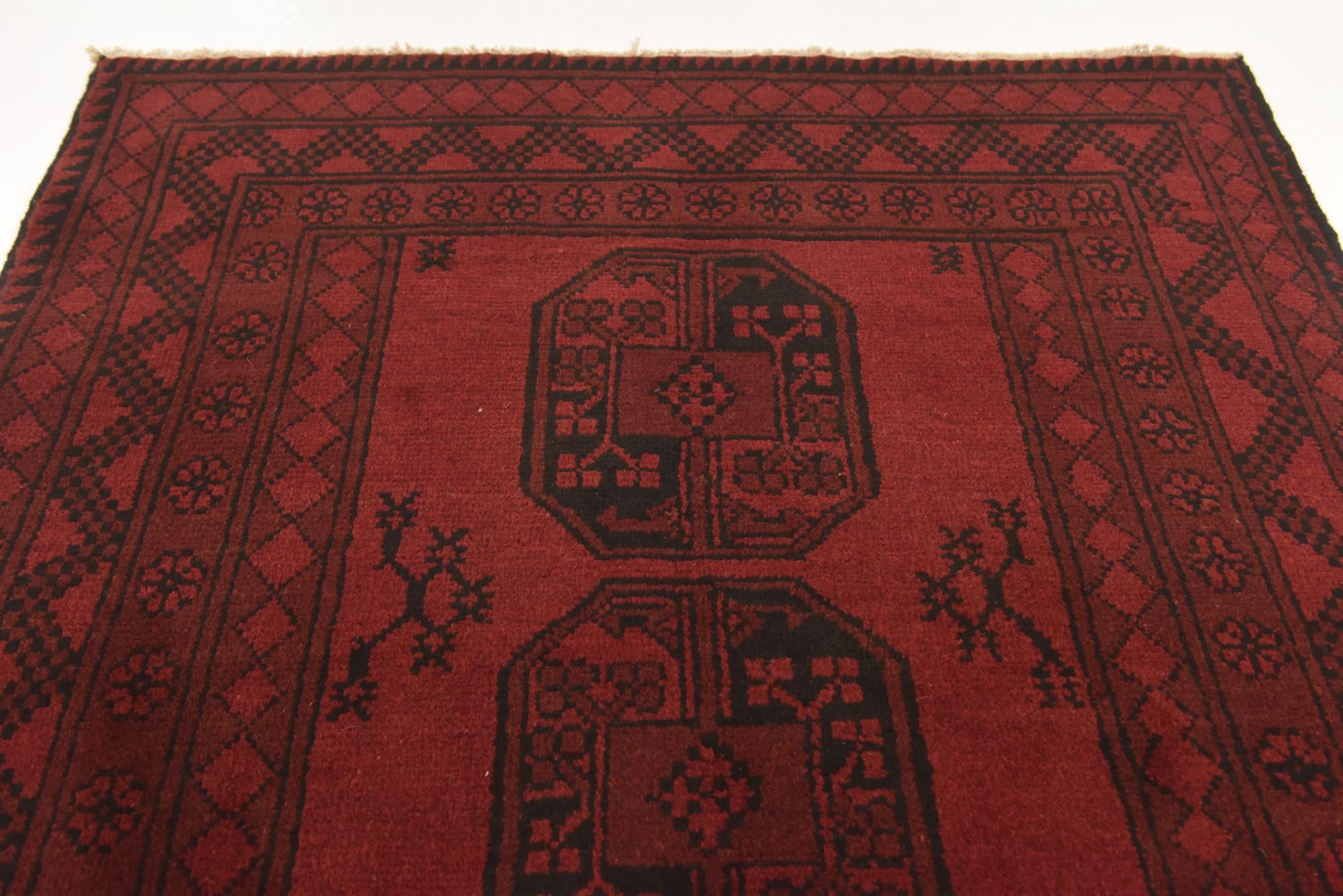 3' 3 x 4' 9 Hand Knotted Afghan Akhche Wool Rug