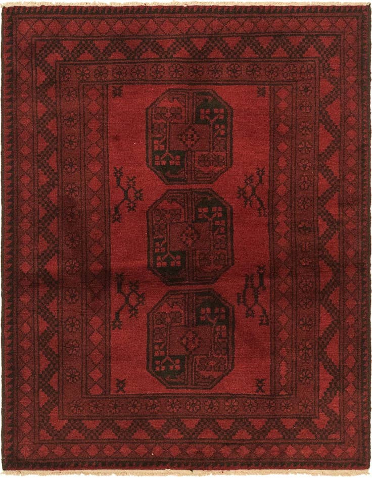 Detail image of 3' 3 x 4' 9 Hand Knotted Afghan Akhche Wool Rug