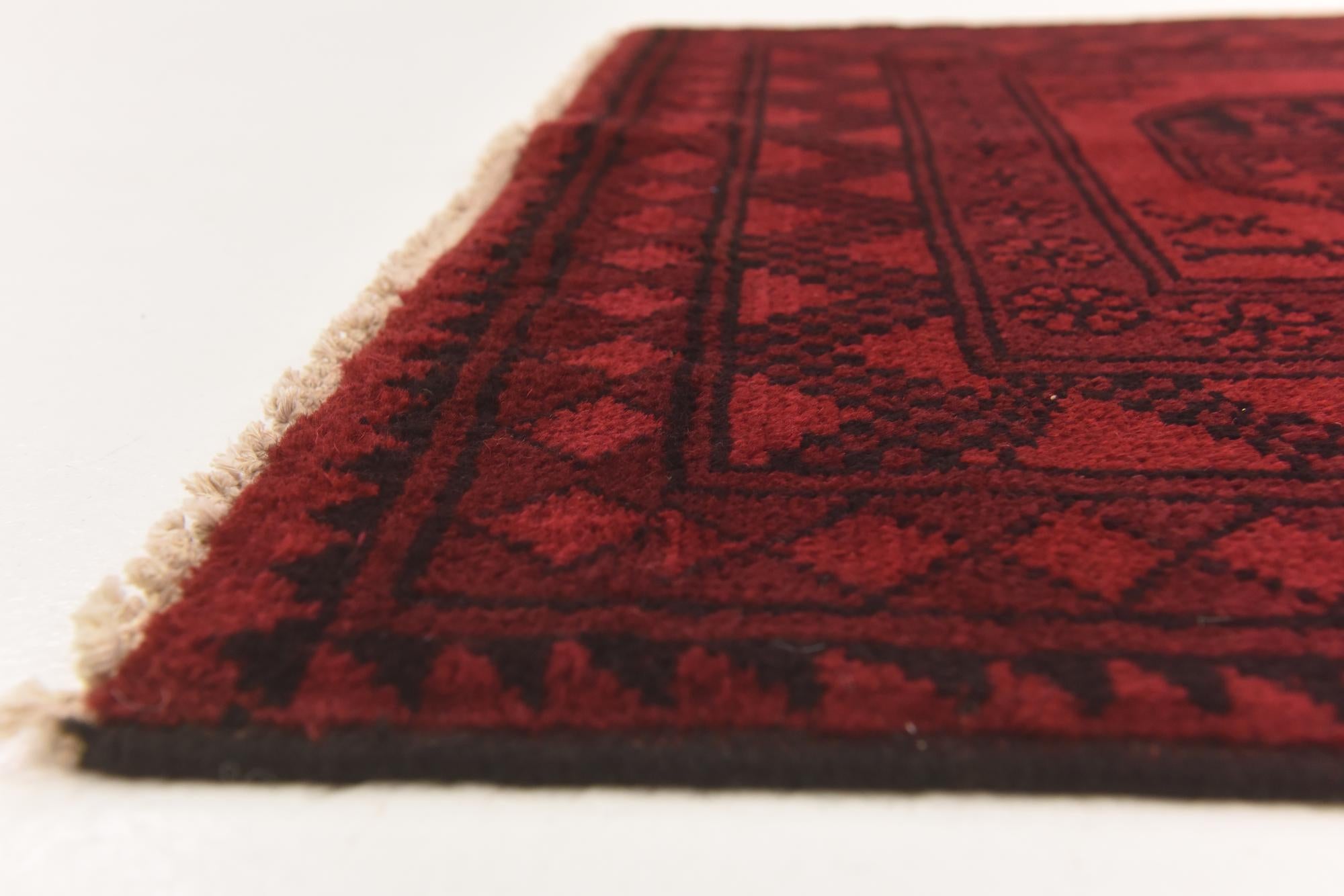 3' 4 x 4' 10 Hand Knotted Afghan Akhche Wool Rug