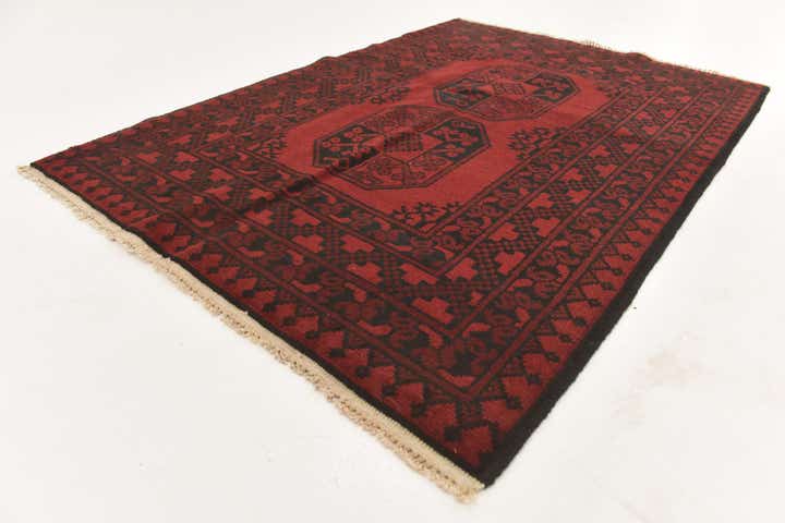 3' 5 x 4' 9 Hand Knotted Afghan Akhche Wool Rug