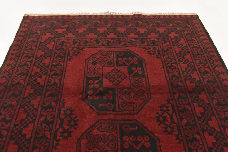 Detail image of 3' 5 x 4' 9 Hand Knotted Afghan Akhche Wool Rug