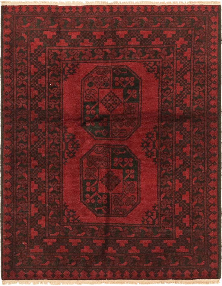 Detail image of 3' 5 x 4' 9 Hand Knotted Afghan Akhche Wool Rug