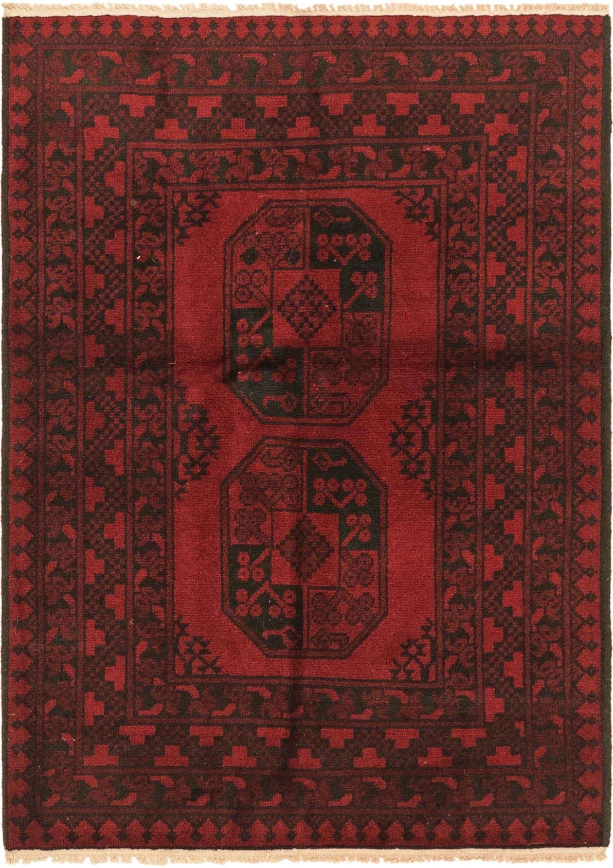3' 5 x 4' 9 Hand Knotted Afghan Akhche Wool Rug