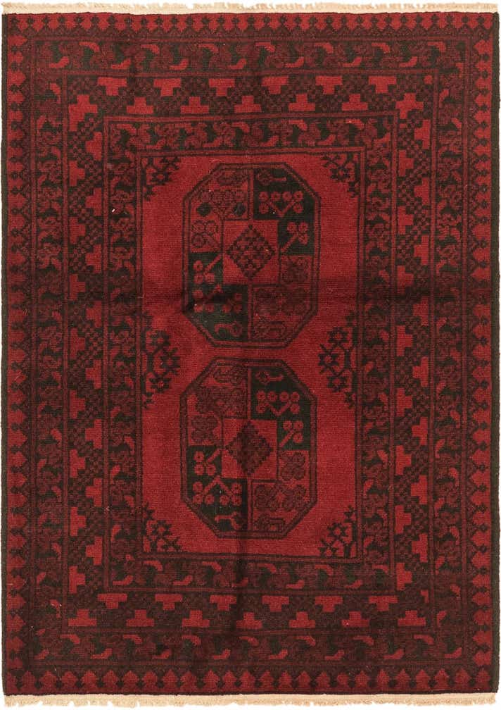 3' 5 x 4' 9 Hand Knotted Afghan Akhche Wool Rug