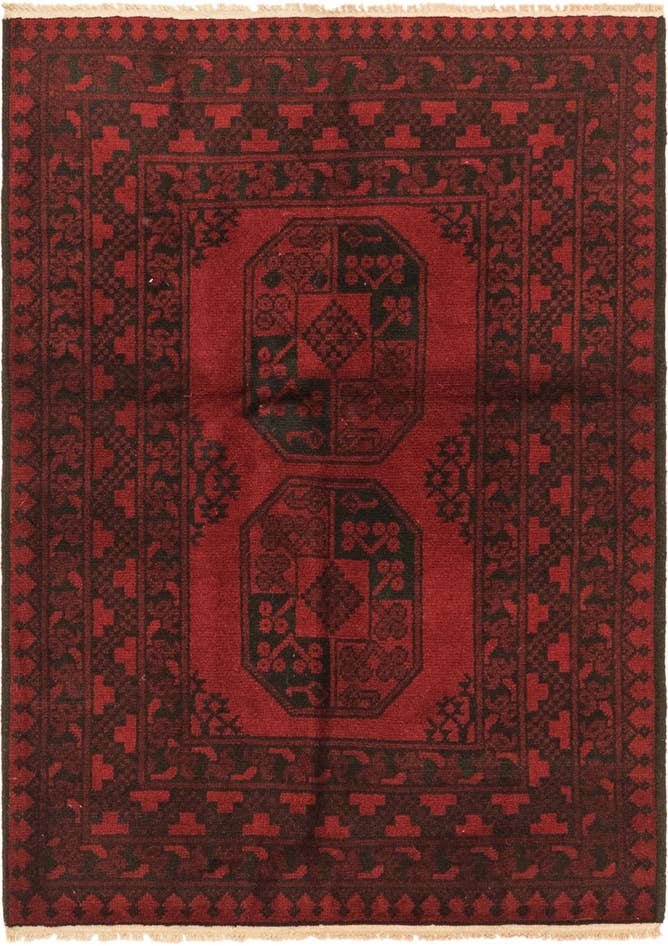 Detail image of 3' 5 x 4' 9 Hand Knotted Afghan Akhche Wool Rug