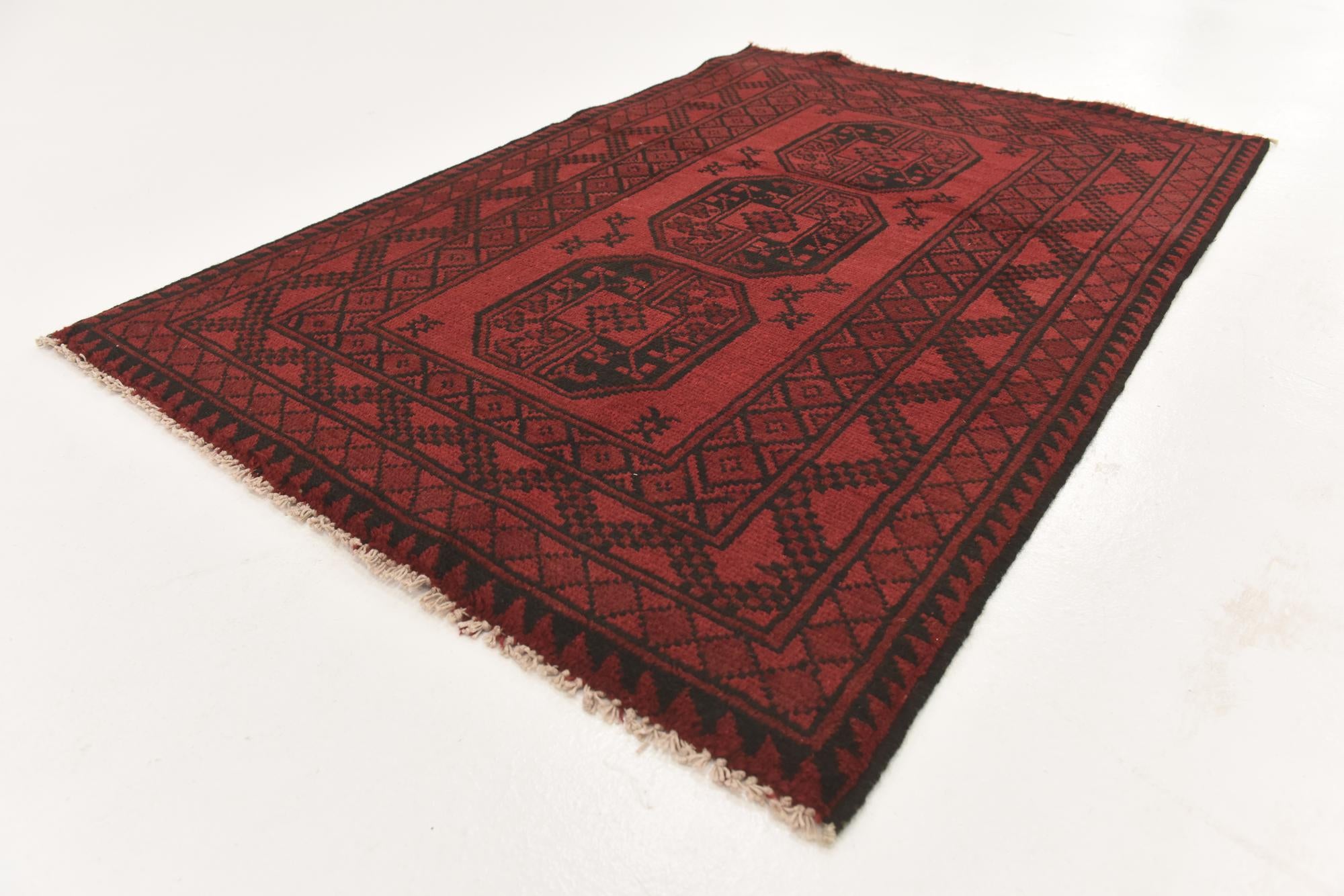 3' 3 x 4' 9 Hand Knotted Afghan Akhche Wool Rug