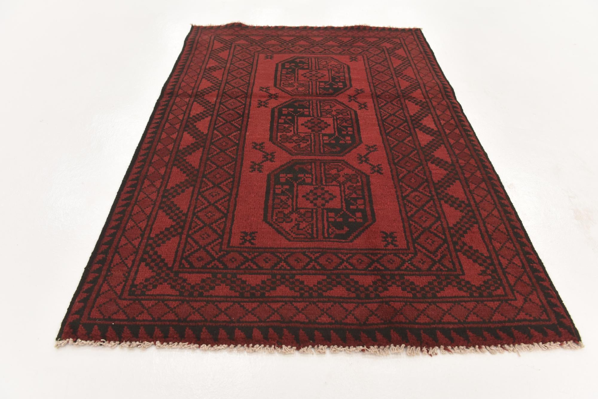 3' 3 x 4' 9 Hand Knotted Afghan Akhche Wool Rug
