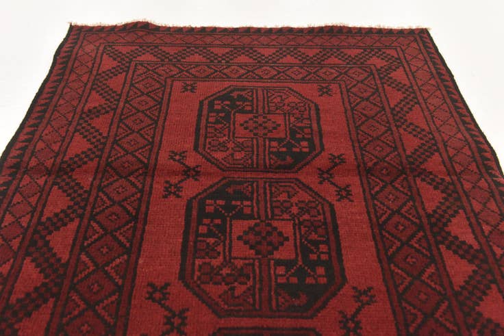 Detail image of 3' 3 x 4' 9 Hand Knotted Afghan Akhche Wool Rug