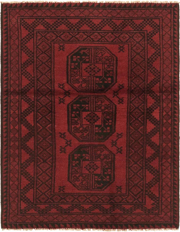 Detail image of 3' 3 x 4' 9 Hand Knotted Afghan Akhche Wool Rug