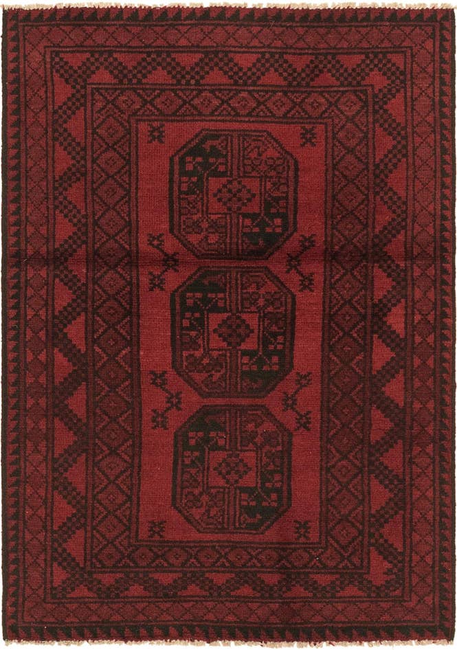 Detail image of 3' 3 x 4' 9 Hand Knotted Afghan Akhche Wool Rug