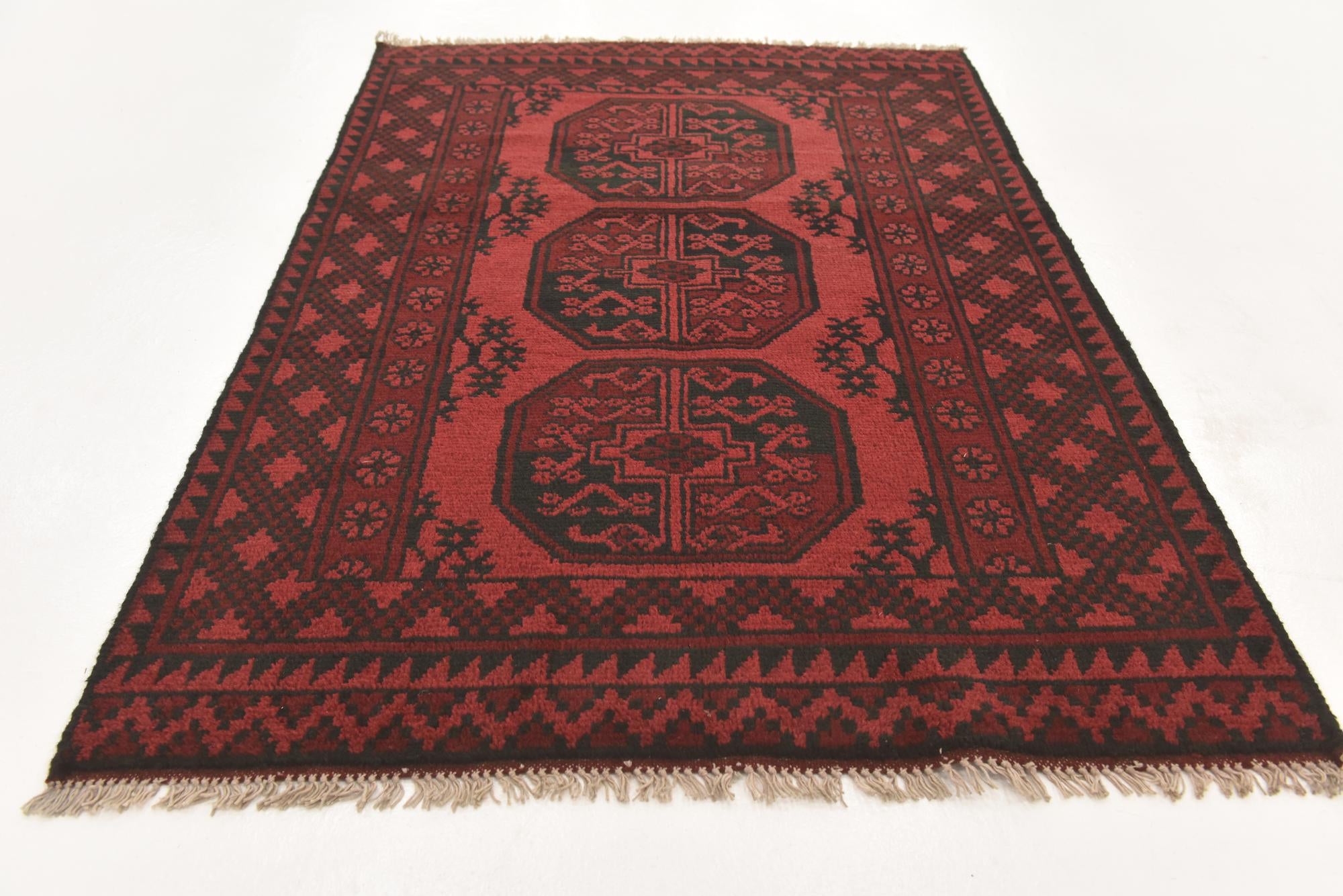 3' 3 x 4' 8 Hand Knotted Afghan Akhche Wool Rug