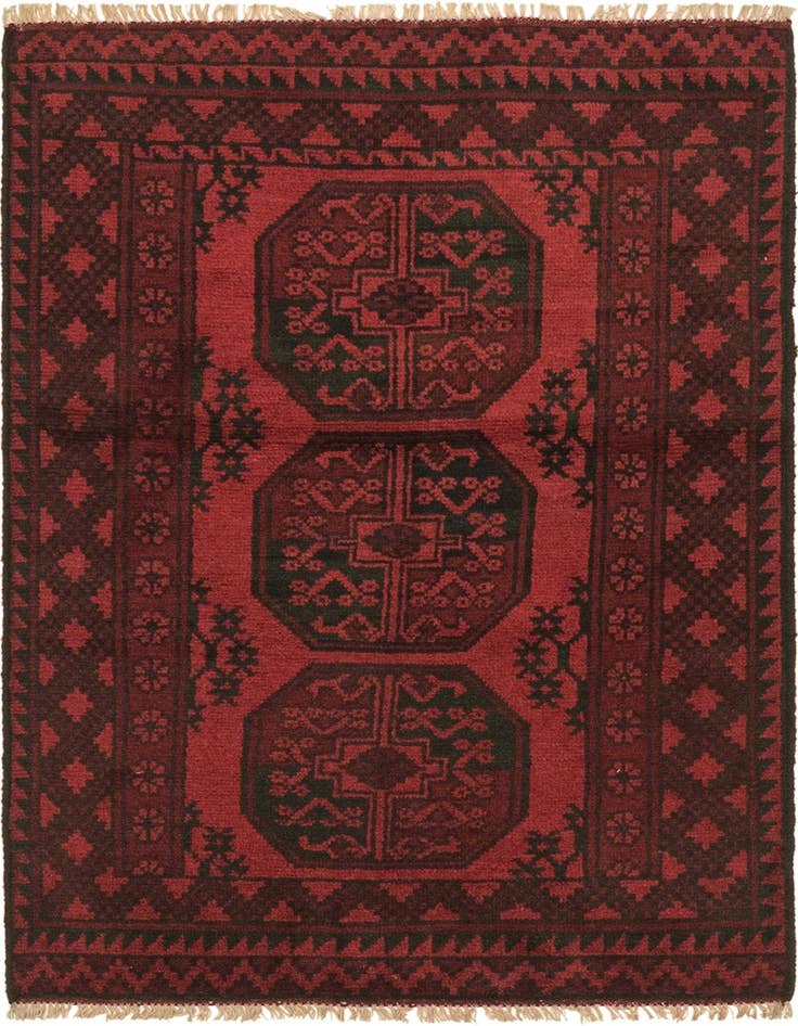 Detail image of 3' 3 x 4' 8 Hand Knotted Afghan Akhche Wool Rug
