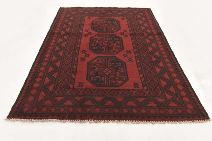 3' 3 x 4' 10 Hand Knotted Afghan Akhche Wool Rug
