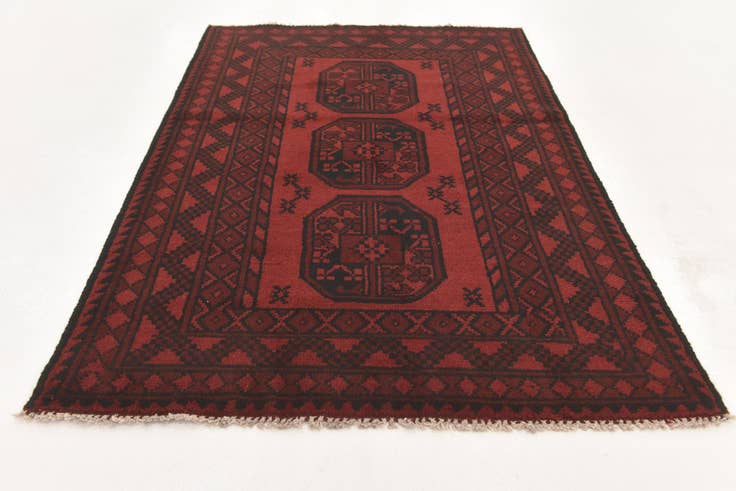 Detail image of 3' 3 x 4' 10 Hand Knotted Afghan Akhche Wool Rug