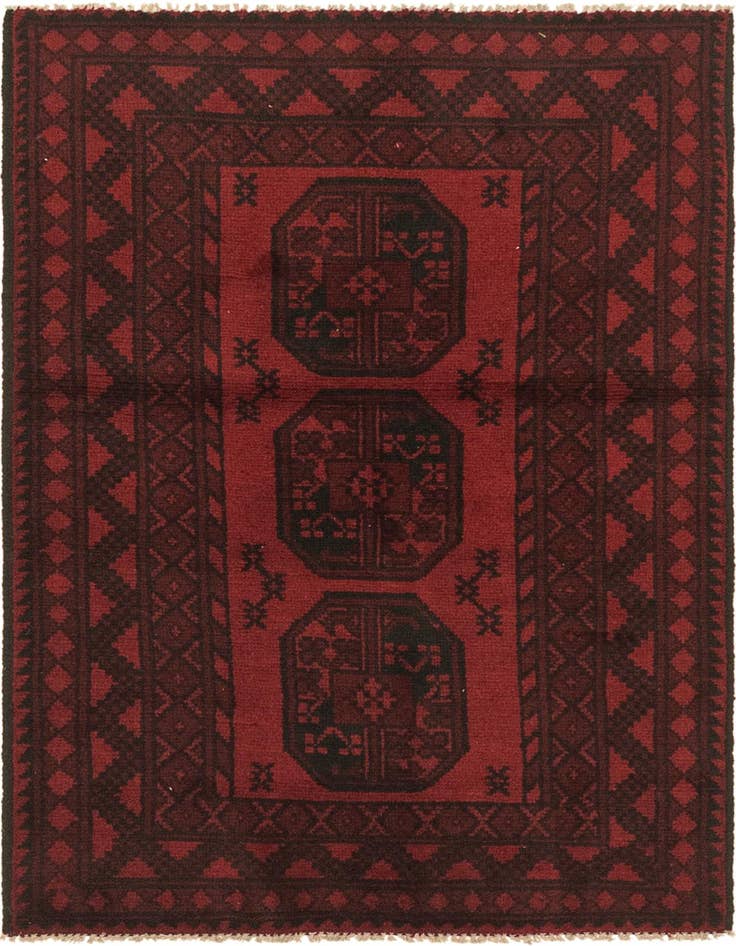 Detail image of 3' 3 x 4' 10 Hand Knotted Afghan Akhche Wool Rug