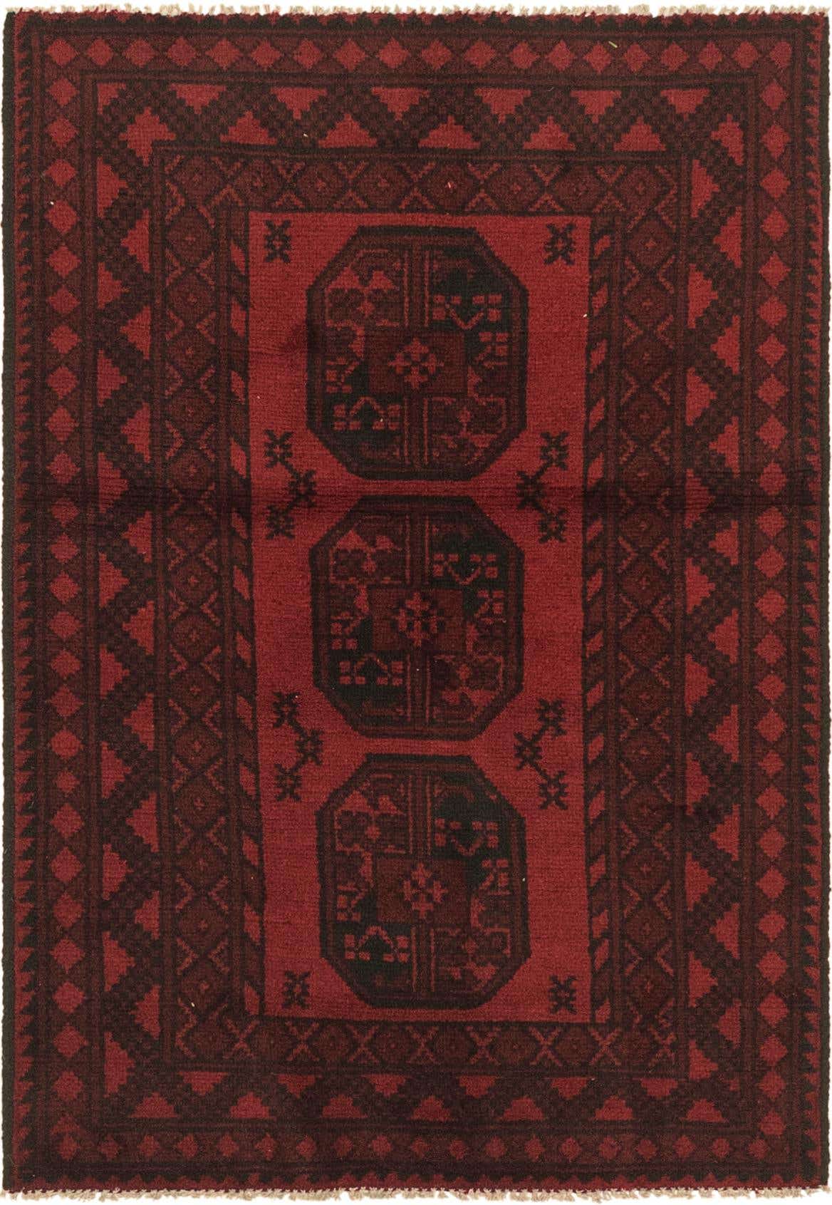 3' 3 x 4' 10 Hand Knotted Afghan Akhche Wool Rug