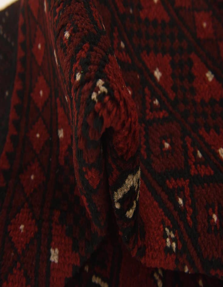 Detail image of 3' 2 x 4' 9  Hand Knotted Afghan Akhche Wool Rug