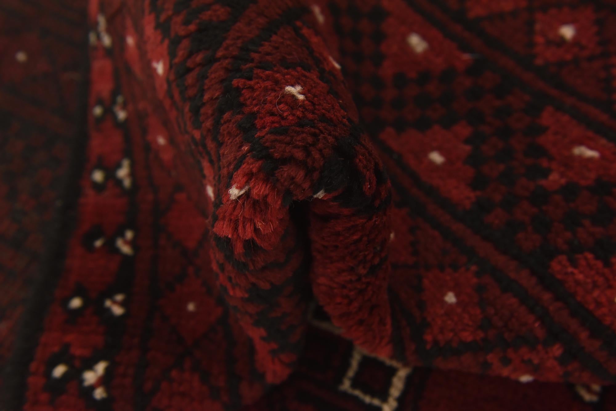 3' 3 x 4' 9 Hand Knotted Afghan Akhche Wool Rug