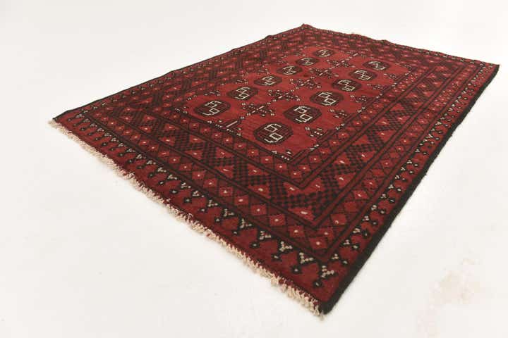 3' 3 x 4' 9 Hand Knotted Afghan Akhche Wool Rug