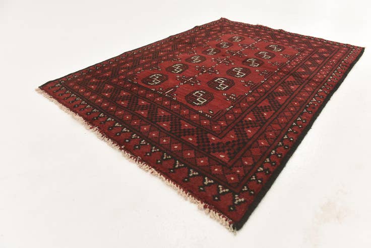 Detail image of 3' 3 x 4' 9 Hand Knotted Afghan Akhche Wool Rug