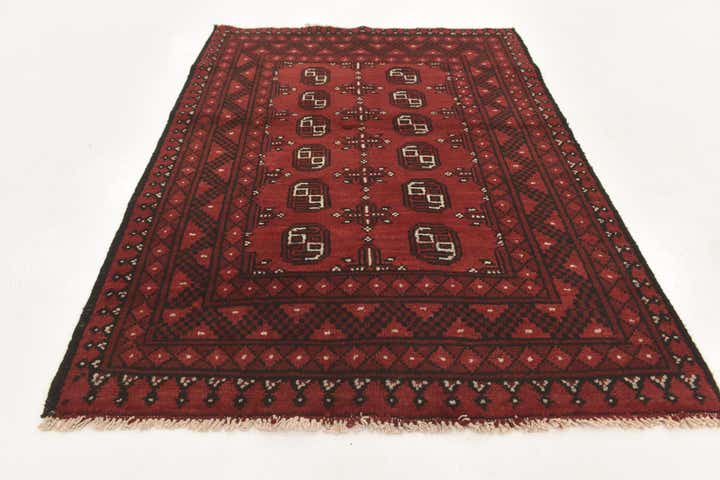 3' 3 x 4' 9 Hand Knotted Afghan Akhche Wool Rug