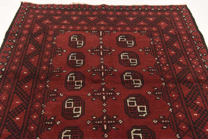 3' 3 x 4' 9 Hand Knotted Afghan Akhche Wool Rug