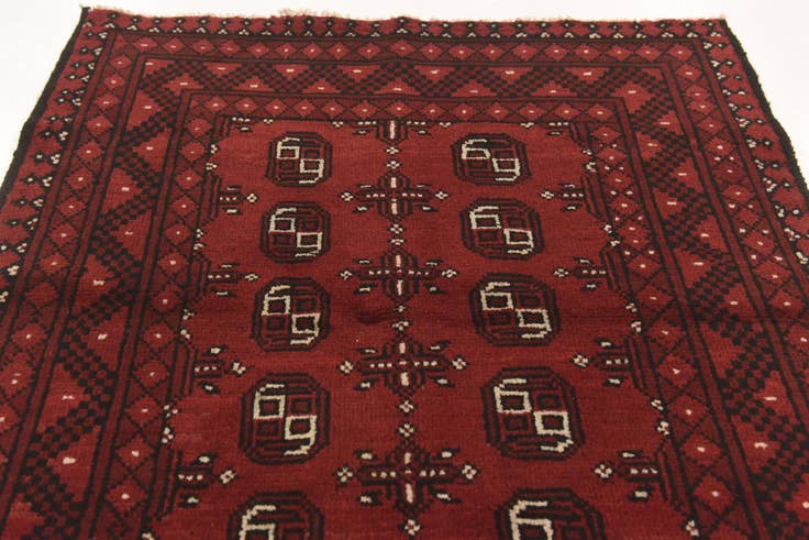 Detail image of 3' 3 x 4' 9 Hand Knotted Afghan Akhche Wool Rug