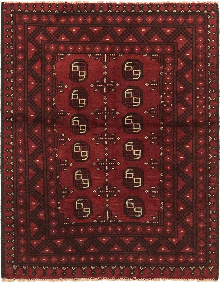 Detail image of 3' 3 x 4' 9 Hand Knotted Afghan Akhche Wool Rug