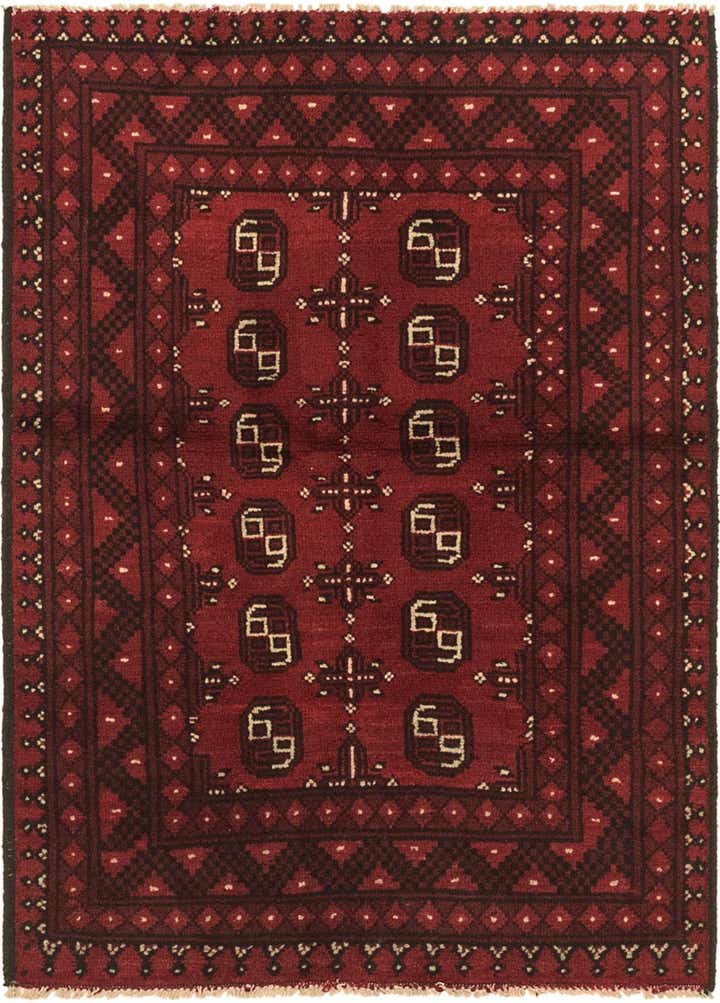 3' 3 x 4' 9 Hand Knotted Afghan Akhche Wool Rug