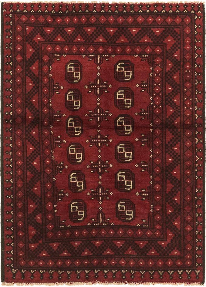 Detail image of 3' 3 x 4' 9 Hand Knotted Afghan Akhche Wool Rug