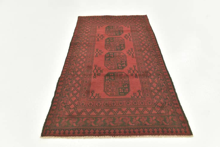 Detail image of 3' 3 x 6' 4 Hand Knotted Afghan Akhche Wool Rug