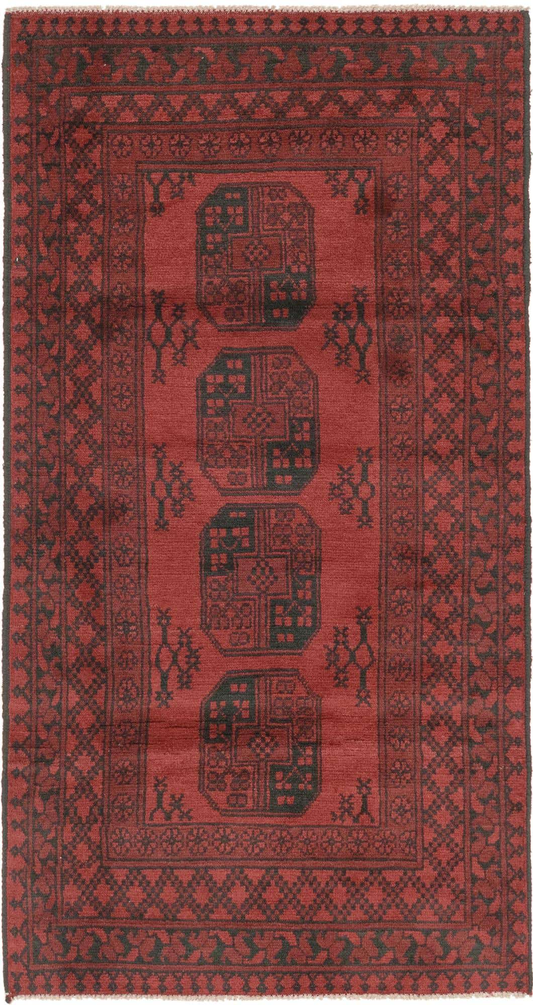 3' 3 x 6' 4 Hand Knotted Afghan Akhche Wool Rug
