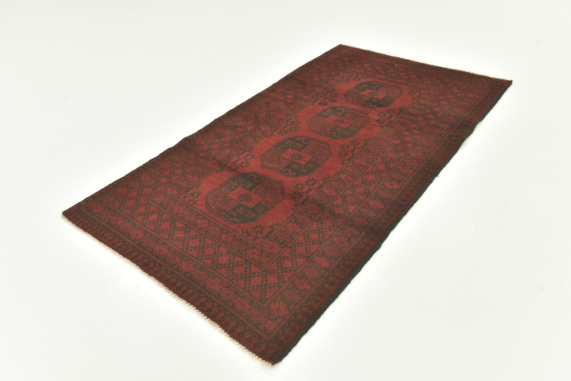 3' 5 x 6' 3 Hand Knotted Afghan Akhche Wool Rug