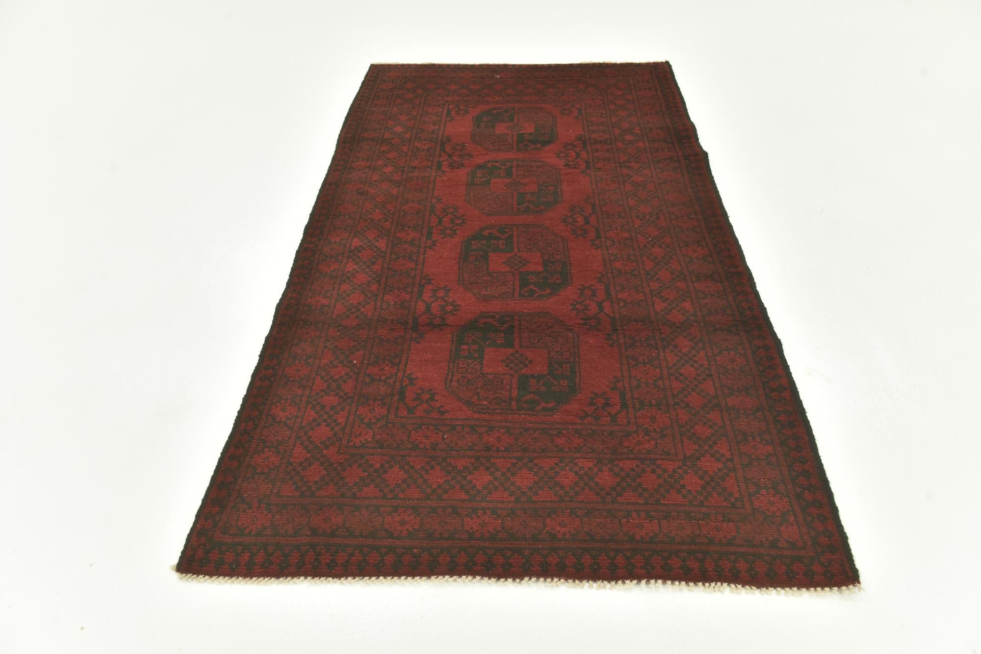 3' 5 x 6' 3 Hand Knotted Afghan Akhche Wool Rug