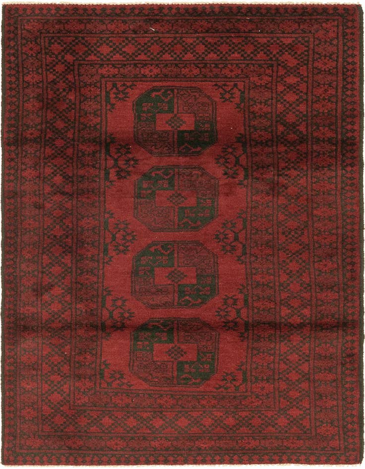 Detail image of 3' 5 x 6' 3 Hand Knotted Afghan Akhche Wool Rug