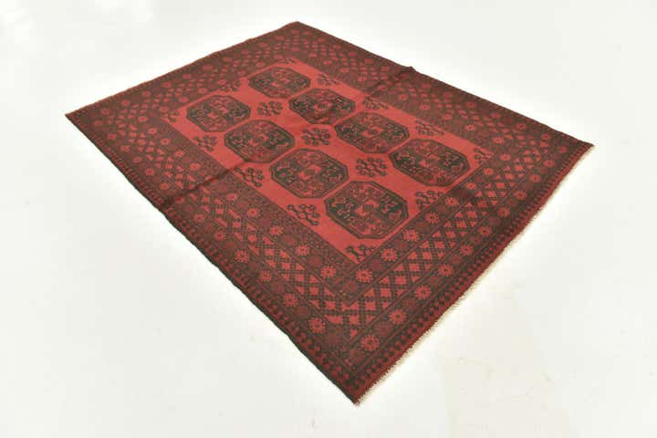 5' x 6' 5 Hand Knotted Afghan Akhche Wool Rug