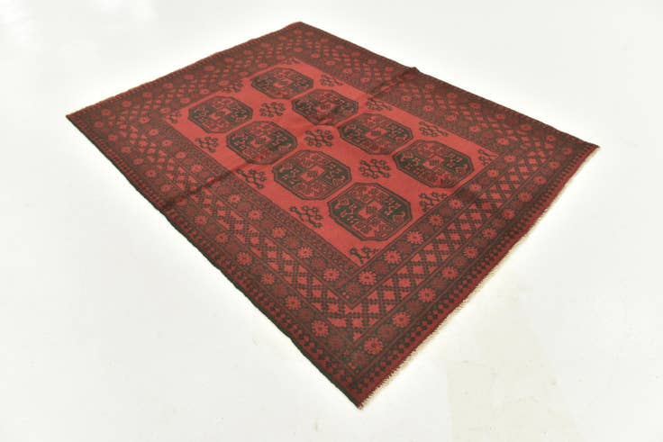 Detail image of 5' x 6' 5 Hand Knotted Afghan Akhche Wool Rug