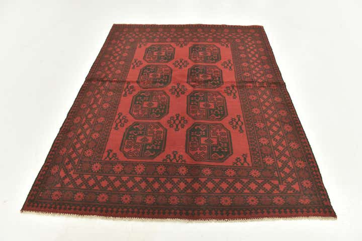 5' x 6' 5 Hand Knotted Afghan Akhche Wool Rug