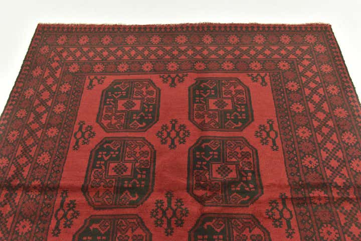 5' x 6' 5 Hand Knotted Afghan Akhche Wool Rug