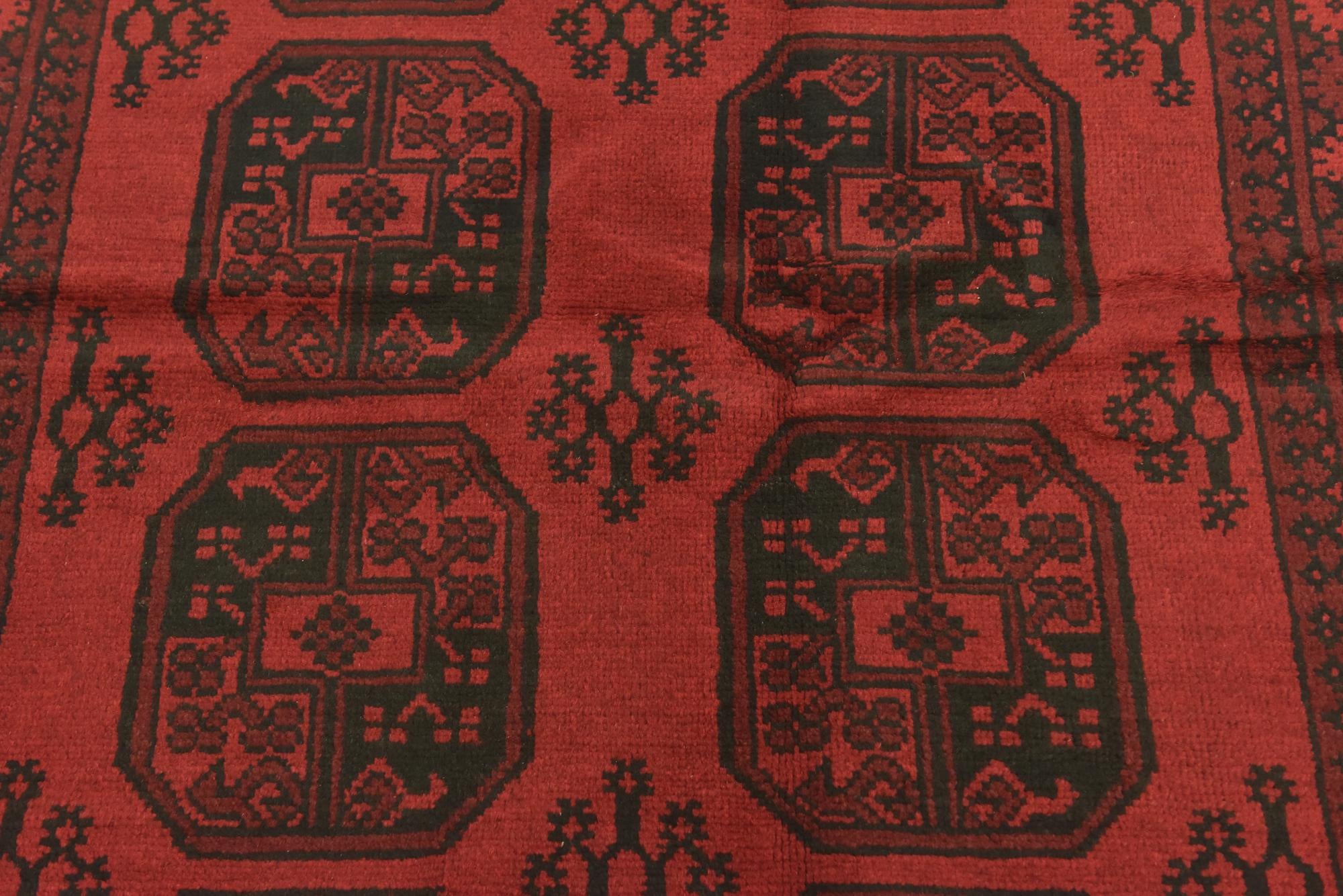 5' x 6' 5 Hand Knotted Afghan Akhche Wool Rug