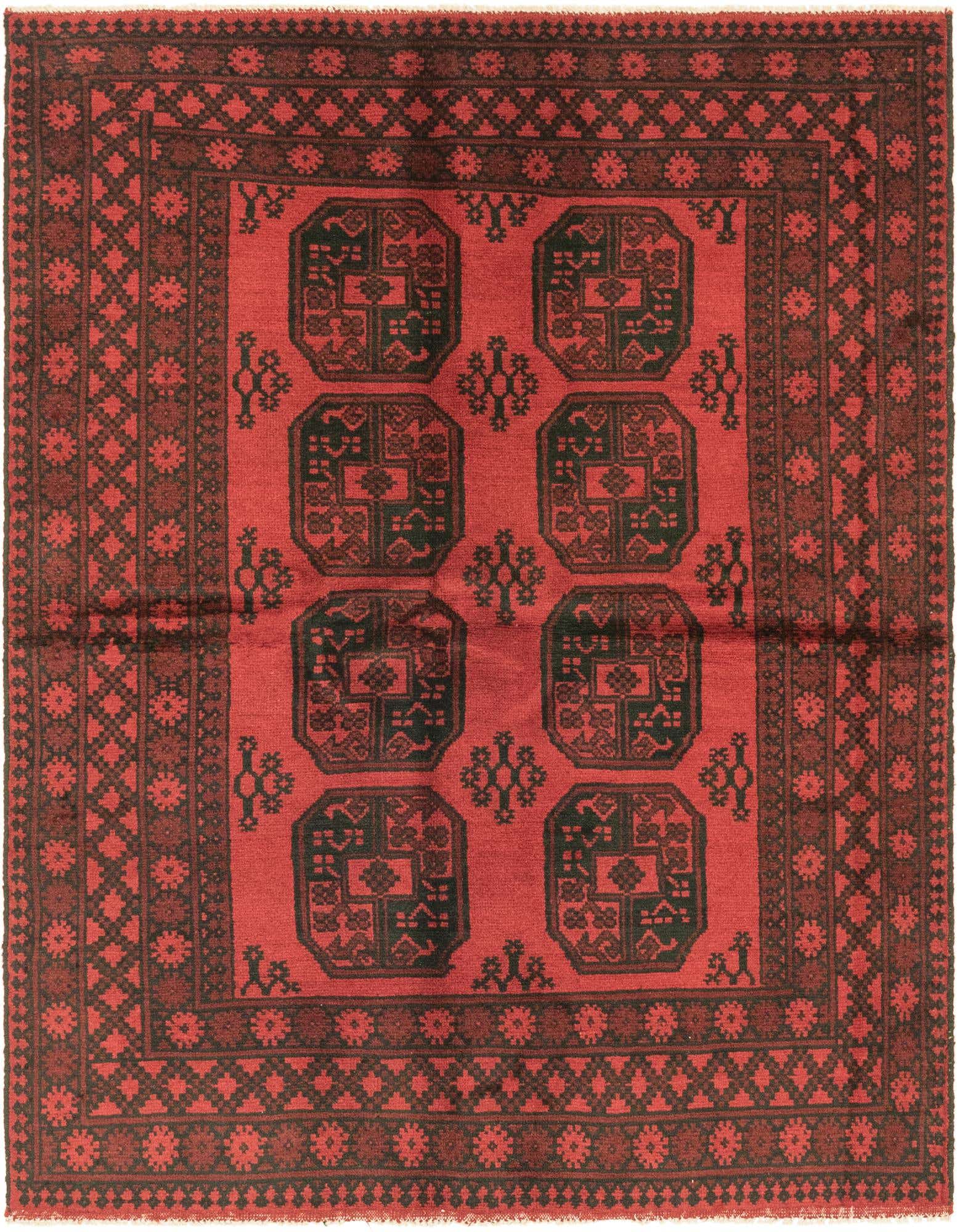 5' x 6' 5 Hand Knotted Afghan Akhche Wool Rug