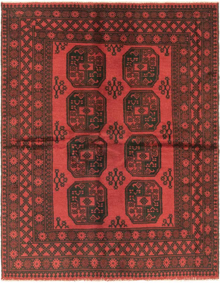 5' x 6' 5 Hand Knotted Afghan Akhche Wool Rug