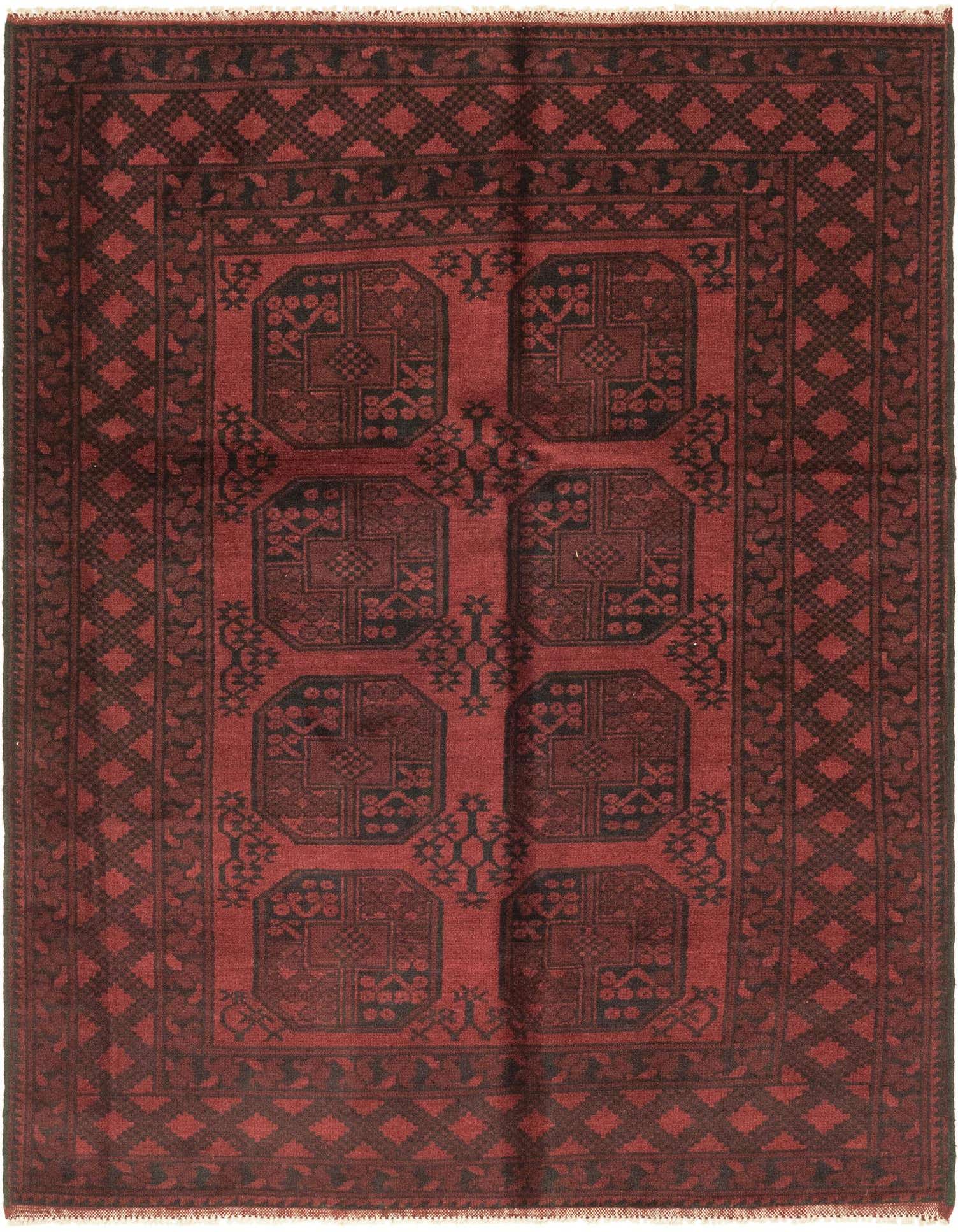 5' x 6' 5 Hand Knotted Afghan Akhche Wool Rug