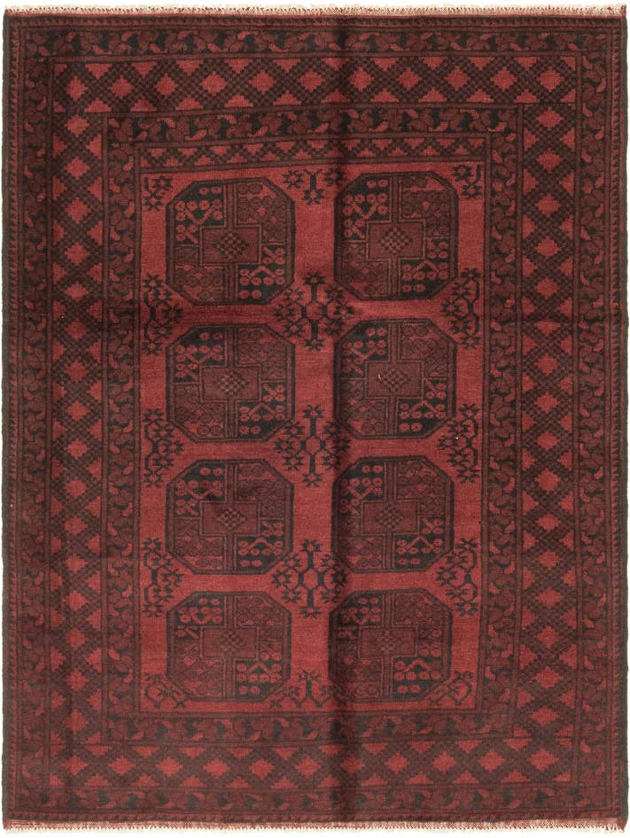 Detail image of 5' x 6' 5 Hand Knotted Afghan Akhche Wool Rug