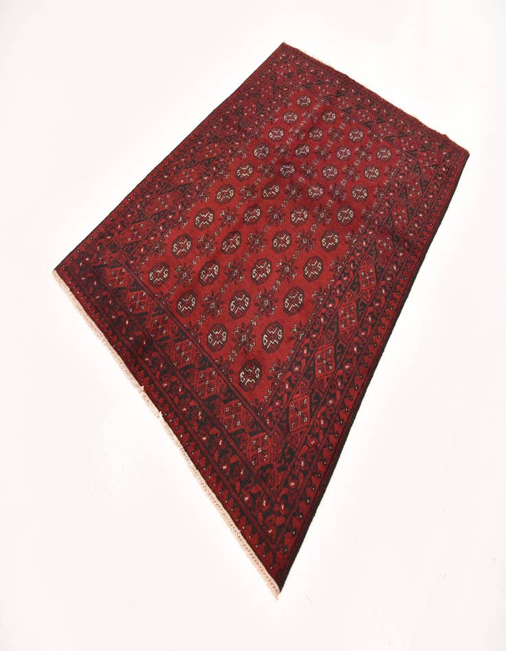 Detail image of 4' 10 x 6' 6  Hand Knotted Afghan Akhche Wool Rug