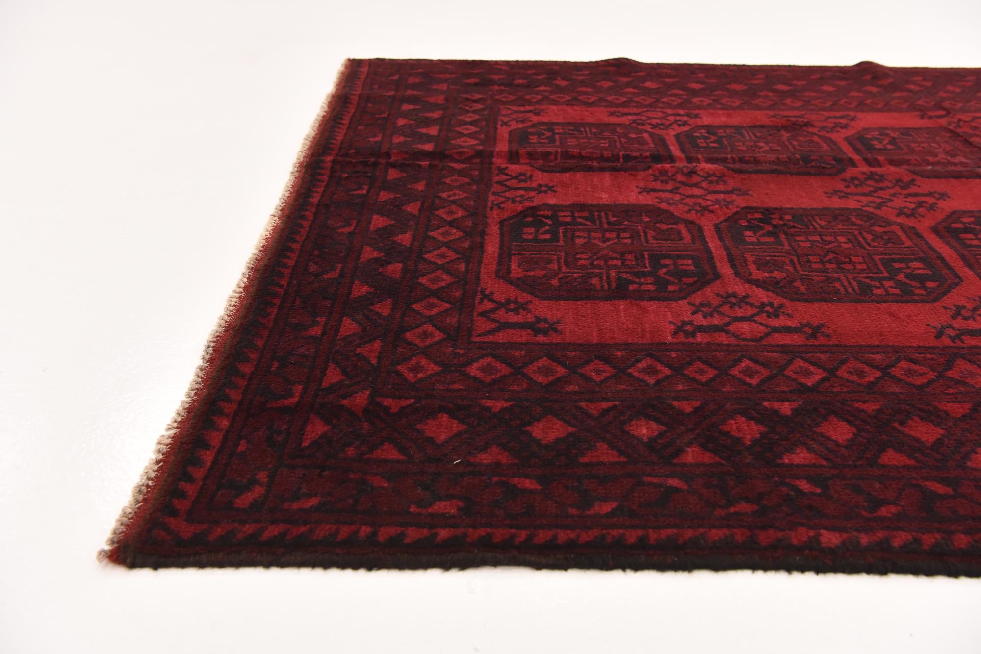 4' 11 x 6' 5 Hand Knotted Afghan Akhche Wool Rug