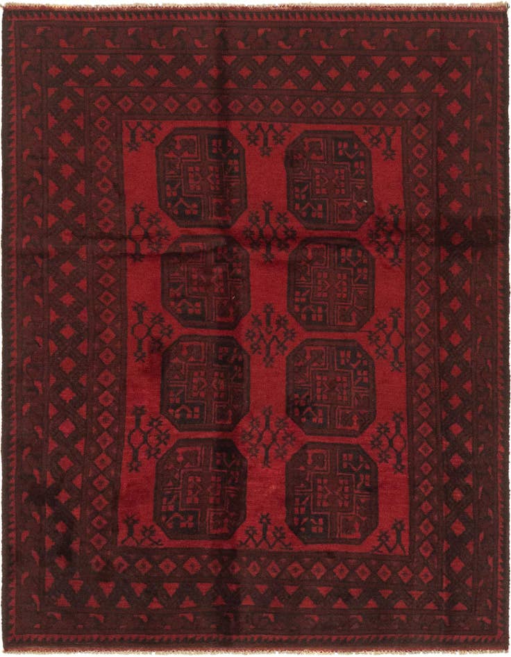 Detail image of 4' 11 x 6' 5 Hand Knotted Afghan Akhche Wool Rug