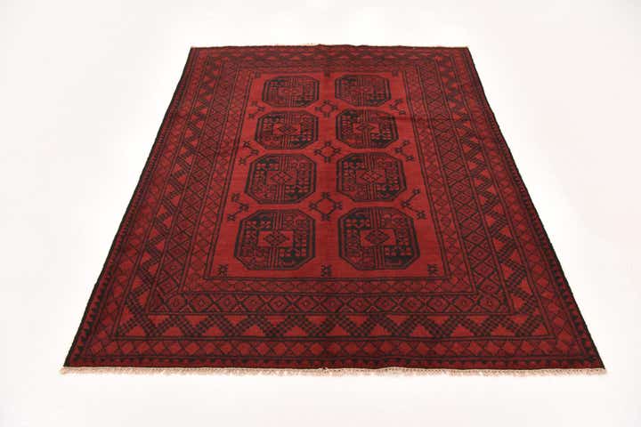 4' 11 x 6' 4 Hand Knotted Afghan Akhche Wool Rug