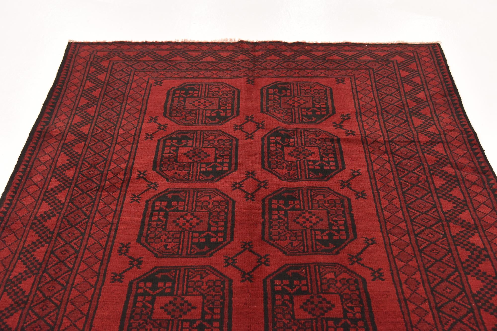 4' 11 x 6' 4 Hand Knotted Afghan Akhche Wool Rug